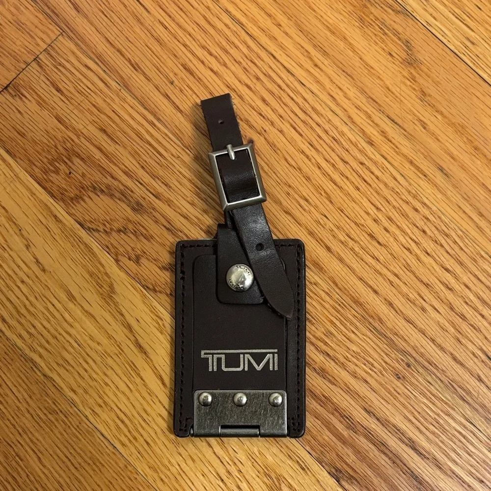 TUMI Black Leather Luggage Tag